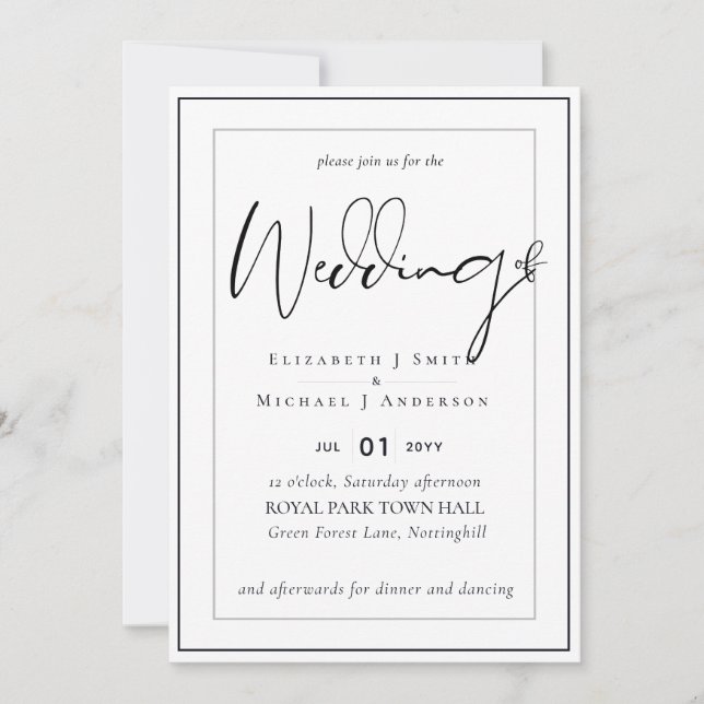 12x18 Modern Script Overlay Budget Hochzeit lädt e (Vorderseite)