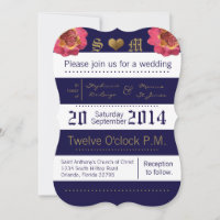 12x18 Modern Stripe Navy Blues Hochzeit Einladung