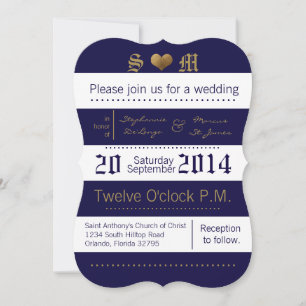 12x18 Modern Stripe Navy White Wedding Einladung