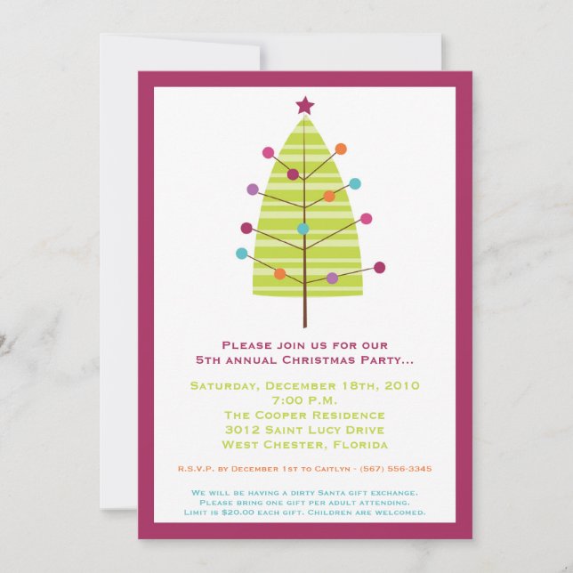 12x18 Modern XMAS Tree Weihnachtszeit Party Einlad Einladung (Vorderseite)