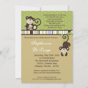 12x18 Monkey Time Zoo Animal Baby Shower Einladung