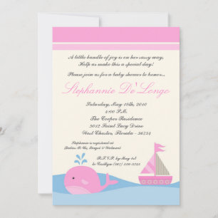 12x18 Naut Segelboot Whale Baby Dusche Einladung