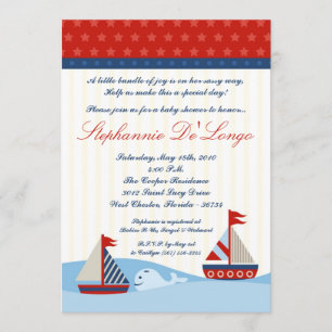 12x18 Nautical Segelboot Whal Baby Dusche Einladun Einladung