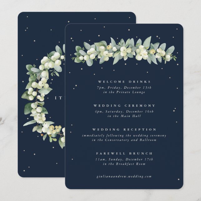 12x18 Navy Snowberry+Eukalyptus Hochzeitspaar (Vorne/Hinten)