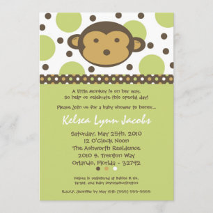 12x18 Neutr Moderne Mod Monkey Babydusche Einladun Einladung