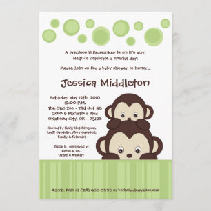 12x18 Neutra Baby-Pop-Affe-Baby-Duschen-Einladung Einladung