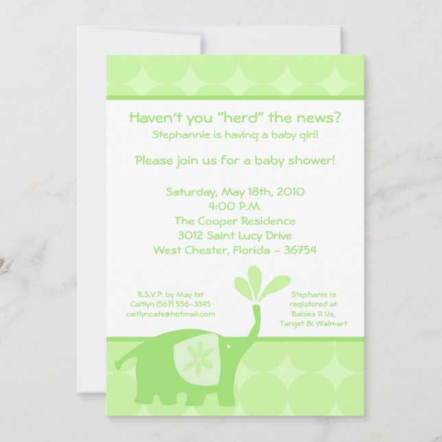 12x18 niedliche grüne einladung (Vorderseite)