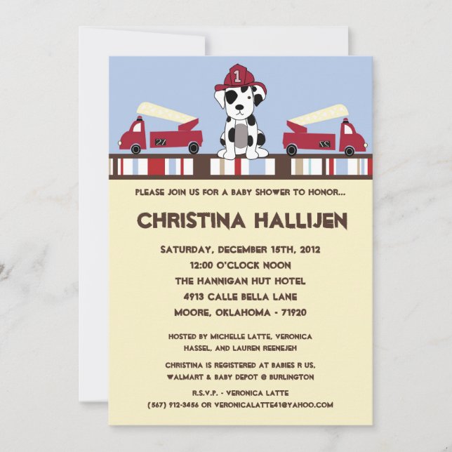 12x18 Nojo Fire Motor Dusche Einladung (Vorderseite)