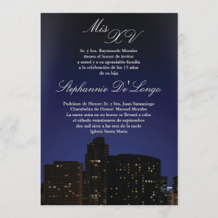 12x18 NY Stadt beleuchtet Quinceanera Einladung