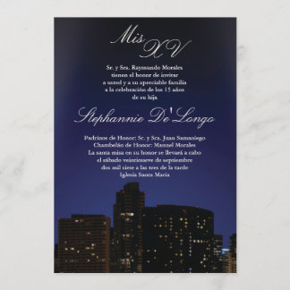 12x18 NY Stadt beleuchtet Quinceanera Einladung