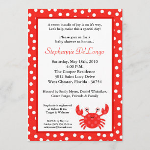 12x18 Ocean Sea Life Red Crab Kinderdusche Einladu Einladung