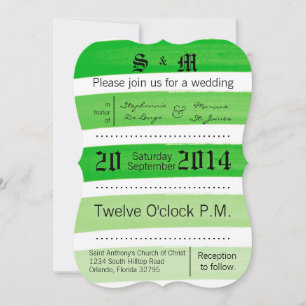 12x18 Ombre Stripe Green Line Fad Wedding Einladun Einladung