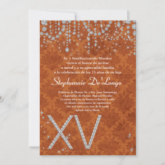 12x18 Orange Diamond Quinceanera Einladung zum Geb
