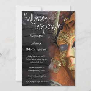 12x18 Orange Masquerade Halloween Kostümeinladung Einladung