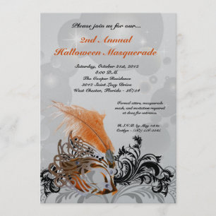 12x18 Orange Masquerade Halloween Kostümeinladung Einladung