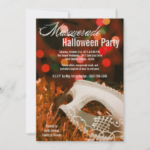 12x18 Orange Masquerade Halloween Kostümeinladung Einladung