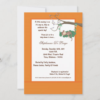 12x18 Orange Monkey Baby Shower Einladung