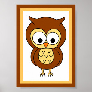 12x18 Owl Neutral 1 Wall Art Poster