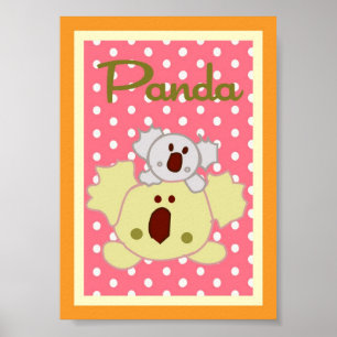 12x18 "Panda" Jungle Safari Kinderbett Wand an Wan Poster