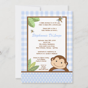 12x18 Papagayo Monkey Safari Kinderdusche Einladun Einladung