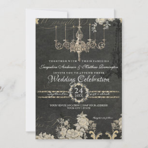 12x18 Paris Chalkboard Vintag Kronleuchter Typogra Einladung