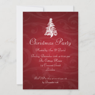12x18 Party Einladung Elegante Wirble Bäume Rot