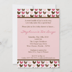 12x18 Pink and Brown Bird Baby Shower Einladung