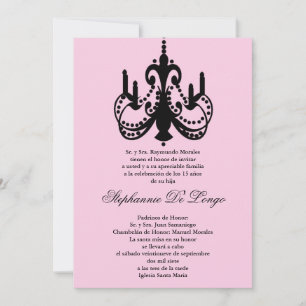 12x18 Pink Chandelier Quinceanera Party Einladung