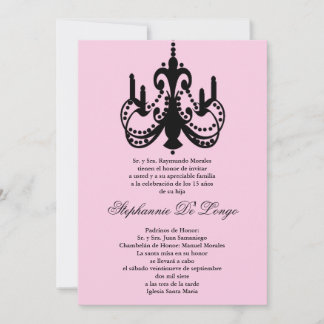 12x18 Pink Chandelier Quinceanera Party Einladung