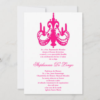 12x18 Pink Chandelier Quinceanera Party Einladung