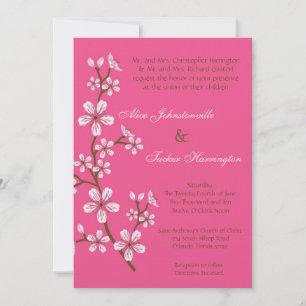 12x18 Pink Cherry Blossom Linen Einladung Hochzeit