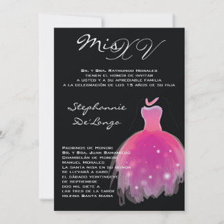 12x18 Pink Kleid Quinceanera Geburtstagseinladung Einladung