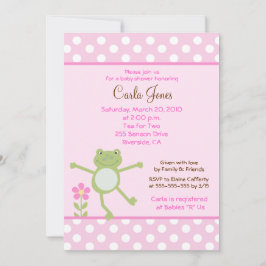 12x18 Pink Leap Frog Girl Dusche Einladung