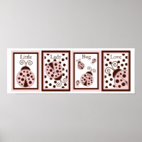 12x18 Pink Mod Lady Bug Insect Babybett Wand an Wa