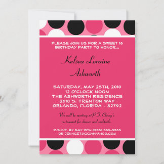 12x18 Pink Polka Dot Sweet 16 Geburtstag Einladung