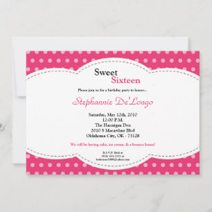 12x18 Pink Punkt Sweet 16 Geburtstag Einladung