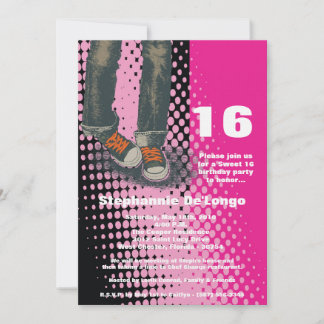 12x18 Pink Sneakers Sweet 16 Geburtstag Einladung