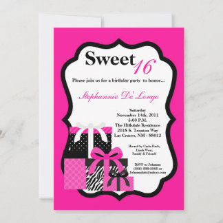 12x18 Pink Zebra präsentiert Geburtstagsparty Einl Einladung