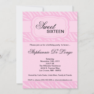 12x18 Pink Zebra Print Geburtstagsparty Einladung