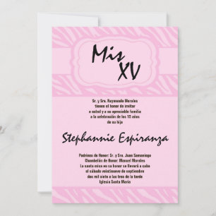 12x18 Pink Zebra Print Quinceanera 15 Einladung