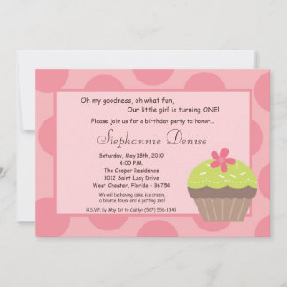 12x18 Polka Dot Cup Cake Geburtstagsparty Einladun Einladung