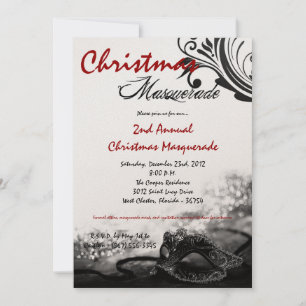 12x18 Red Black Masquerade Weihnachten XMAS Einlad Einladung