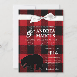 12x18 Red Buffalo Kariert Bear Blac Hochzeitseinla Einladung