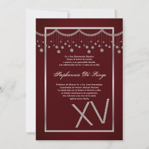 12x18 Red Diamond Quinceanera Birthday Einladung
