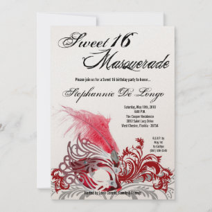 12x18 Red Masquerade Sweet 16 Geburtstag Einladung