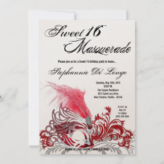 12x18 Red Masquerade Sweet 16 Geburtstag Einladung