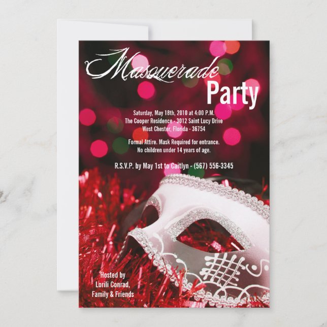 12x18 Red Masquerade Sweet 16 Geburtstag Einladung (Vorderseite)