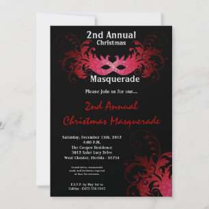 12x18 Red Masquerade Weihnachten XMAS Einladung