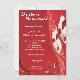 12x18 Red Masquerade Weihnachten XMAS Einladung