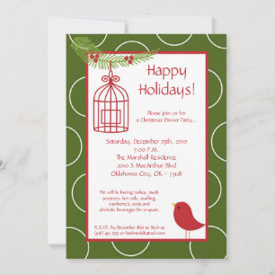 12x18 Red Robin Holly Party Einladung
